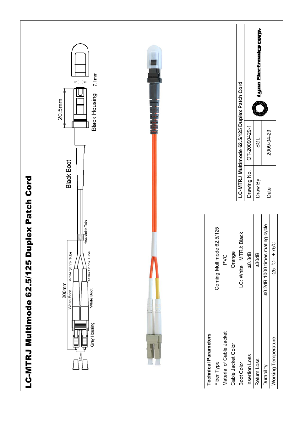 LC-MTRJ 62.5 OM1 Multimode Fiber Patch Cables