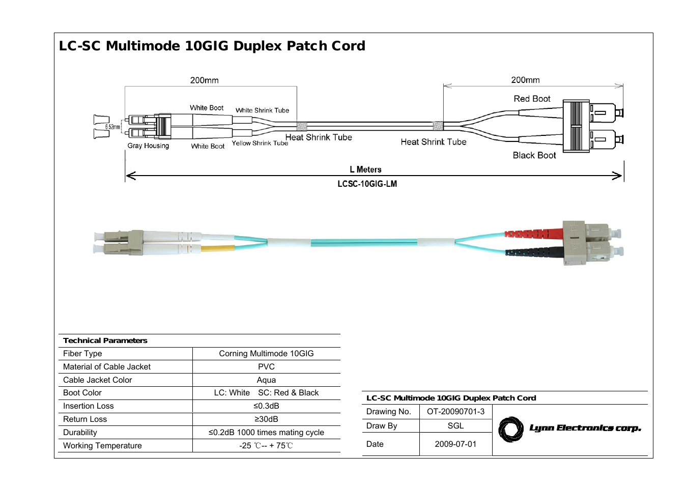 LC-SC 50-125 10GIG OM3 Multimode Fiber Patch Cables