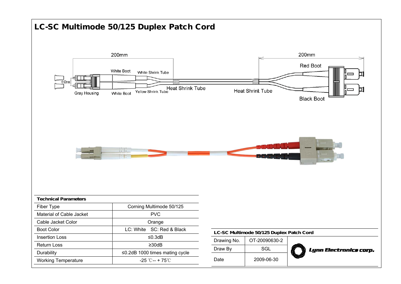 LC-SC 50-125 OM2 Multimode Fiber Patch Cables