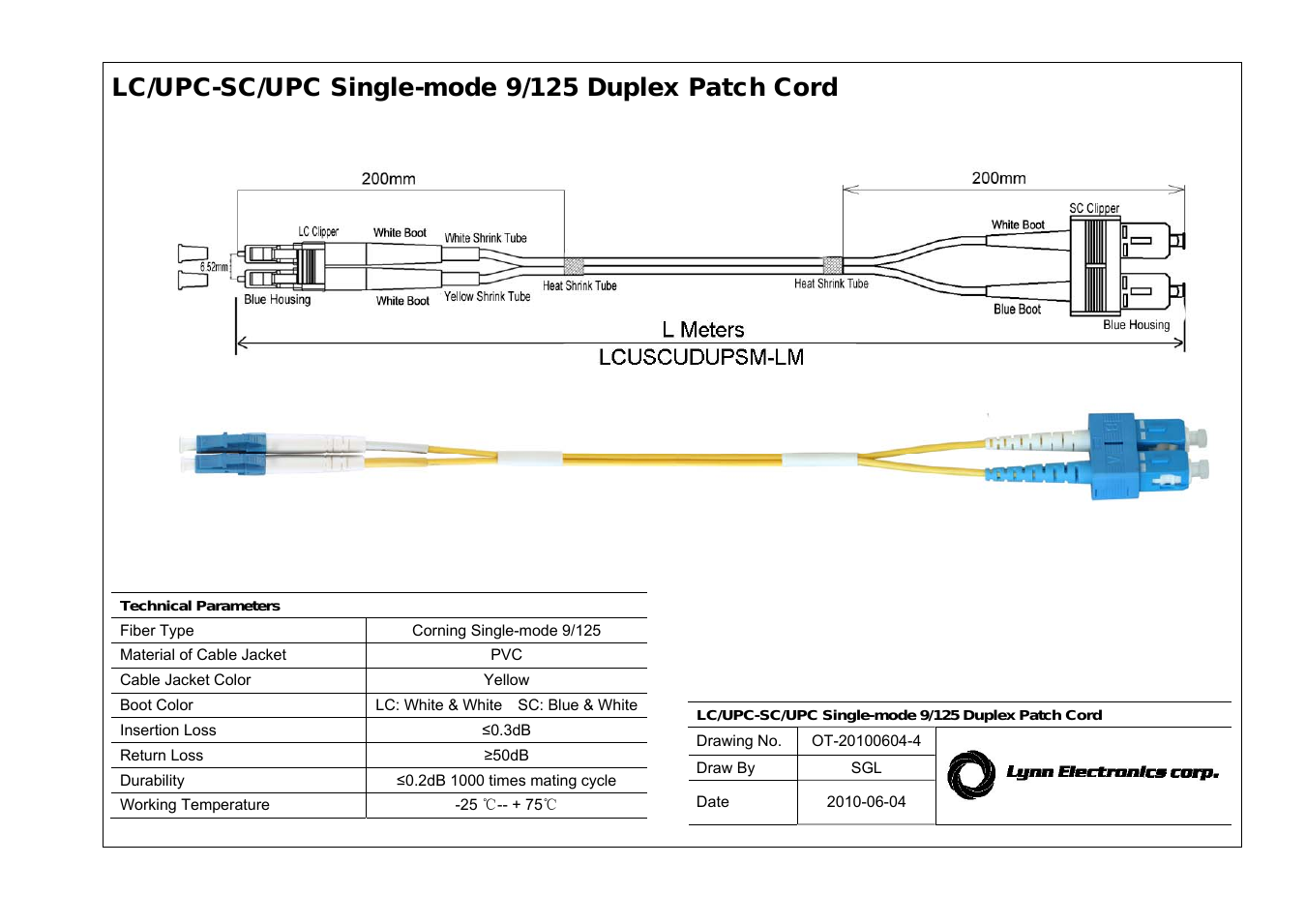 LC-SC 9-125 Singlemode Fiber Patch Cables