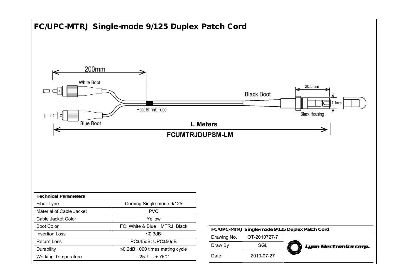 MTRJ-FC 9-125 Singlemode Fiber Patch Cables