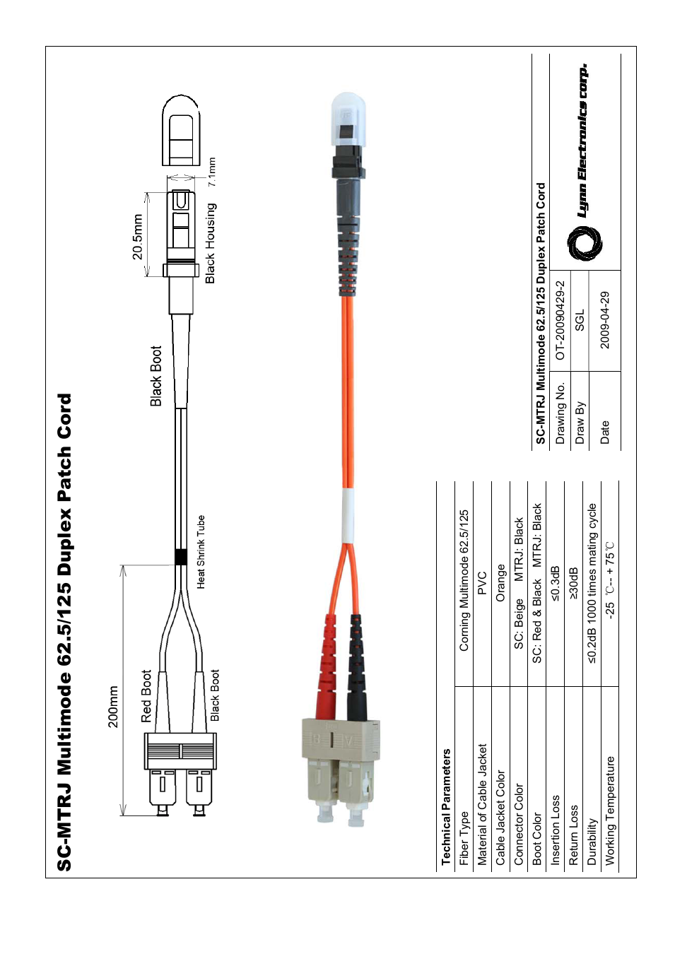 MTRJ-SC 62.5-125 OM1 Multimode Fiber Patch Cables