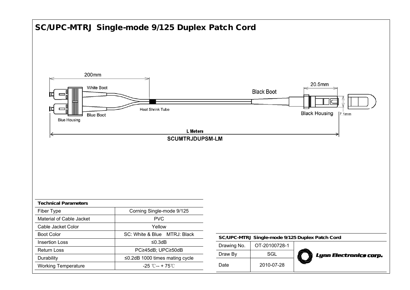 MTRJ-SC 9-125 Singlemode Fiber Patch Cables