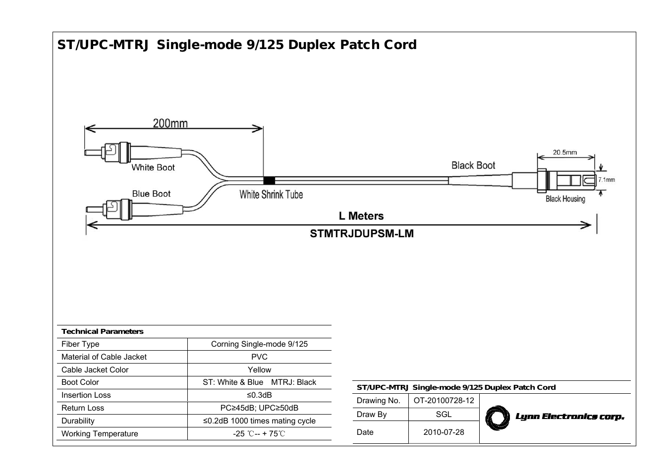 MTRJ-ST 9-125 Singlemode Fiber Patch Cables