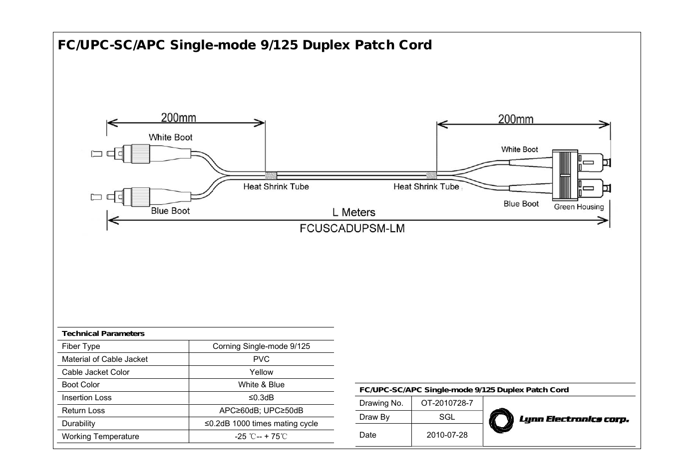 SC APC-FC UPC 9-125 Singlemode Fiber Patch Cables