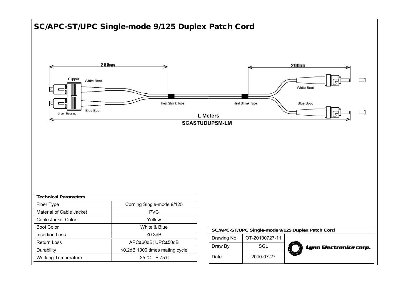 SC APC-ST UPC 9-125 Singlemode Fiber Patch Cables