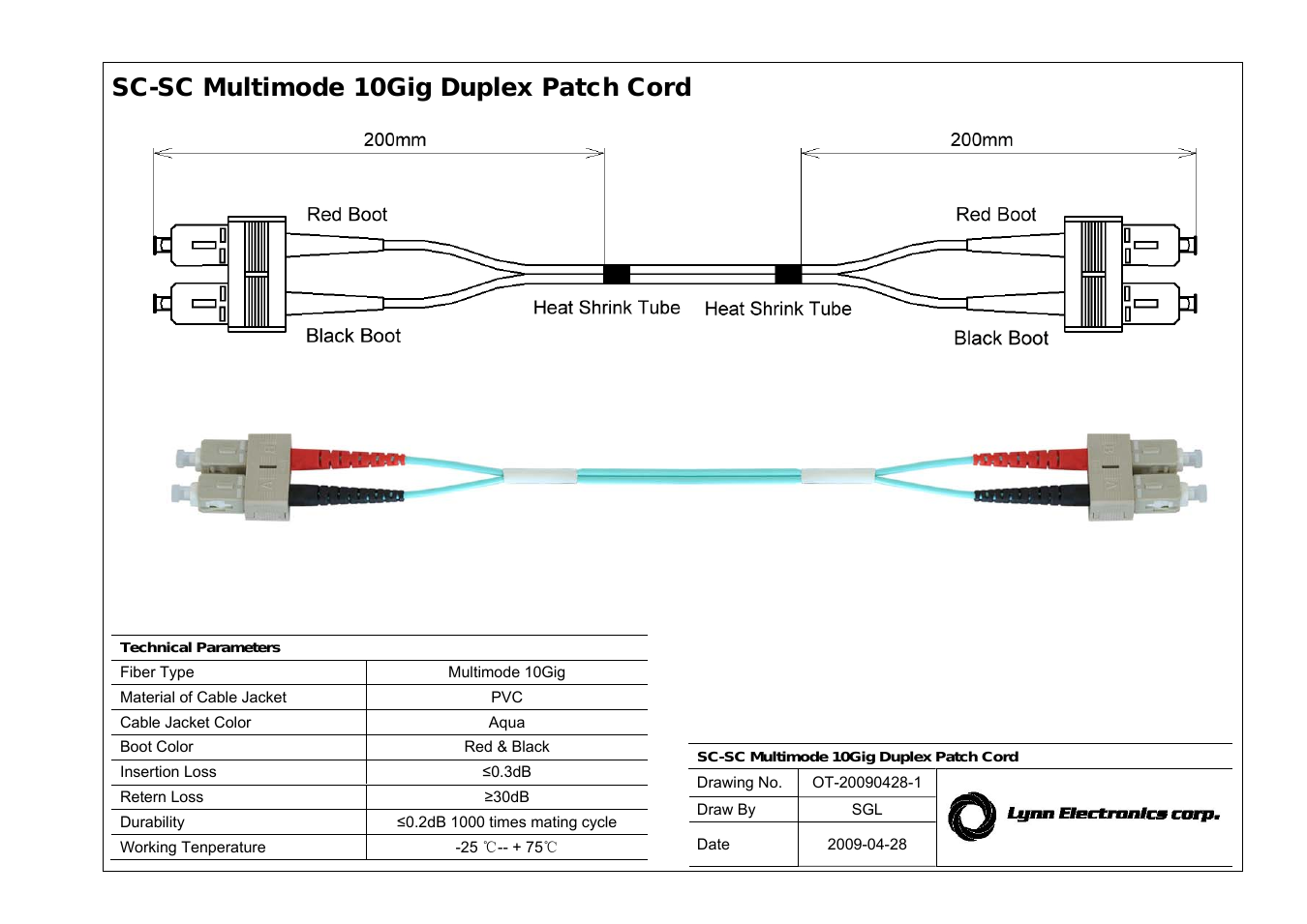 SC-SC 50-125 10GIG OM3 Multimode Fiber Patch Cables