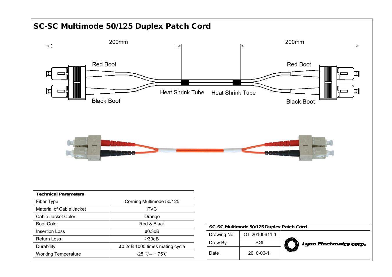 SC-SC 50-125 OM2 Multimode Fiber Patch Cables