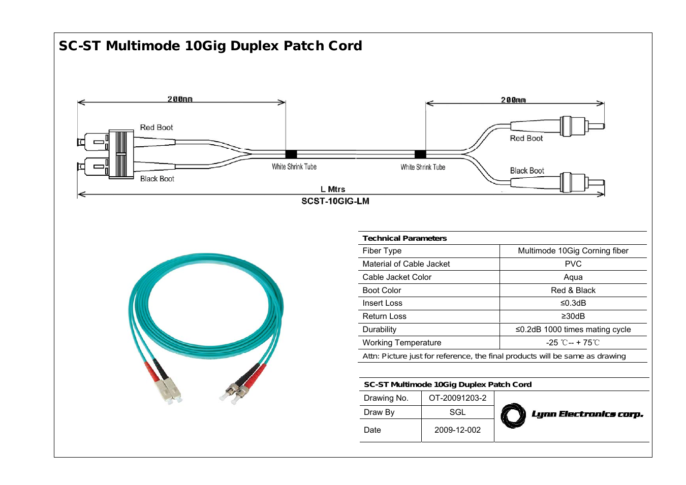 SC-ST 50-125 10GIG OM3 Multimode Fiber Patch Cables