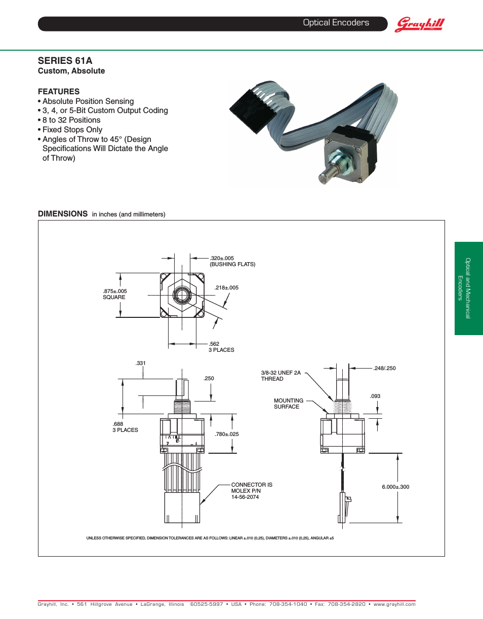 Human Interface Optical Encoders 61A Series
