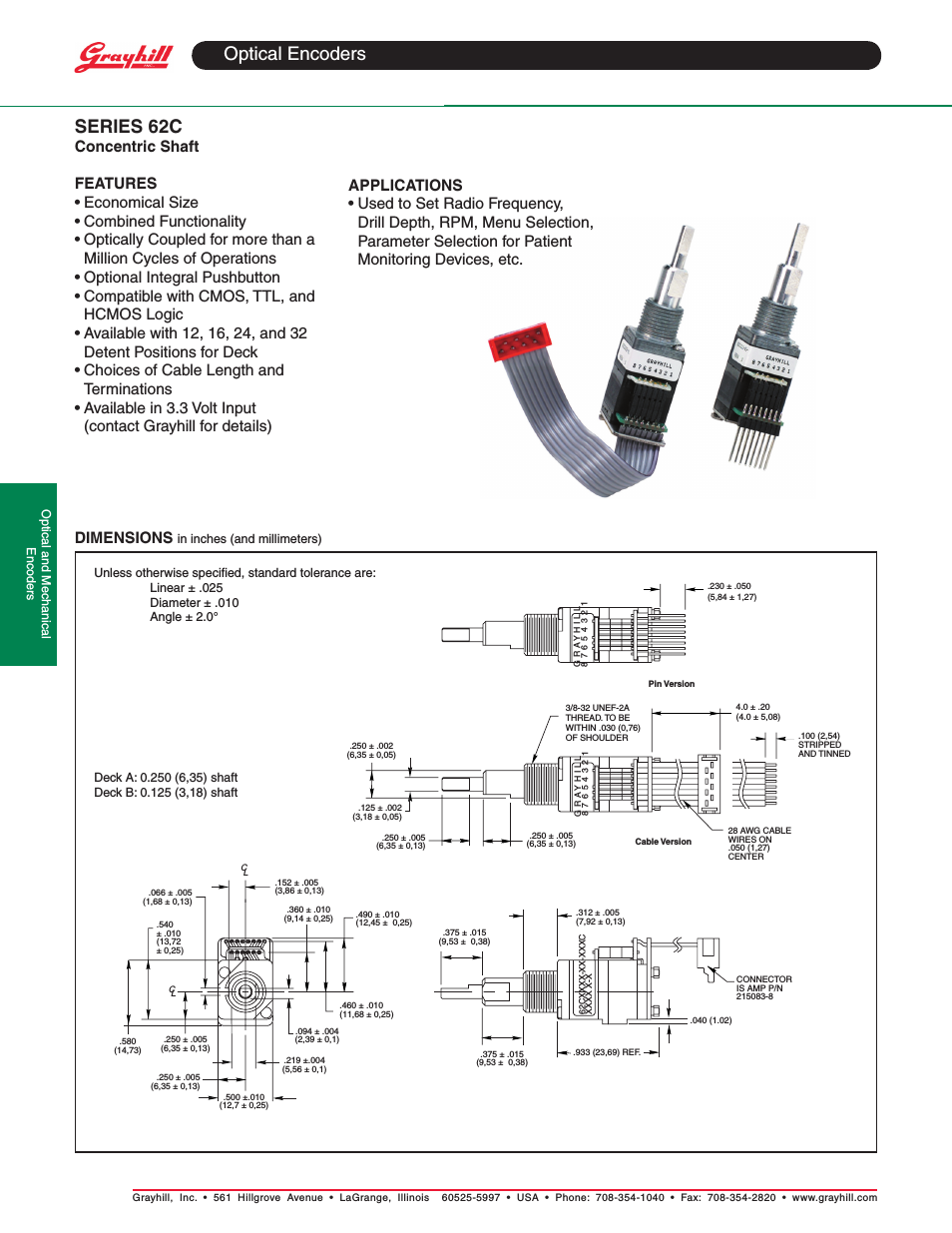 Human Interface Optical Encoders 62C Series