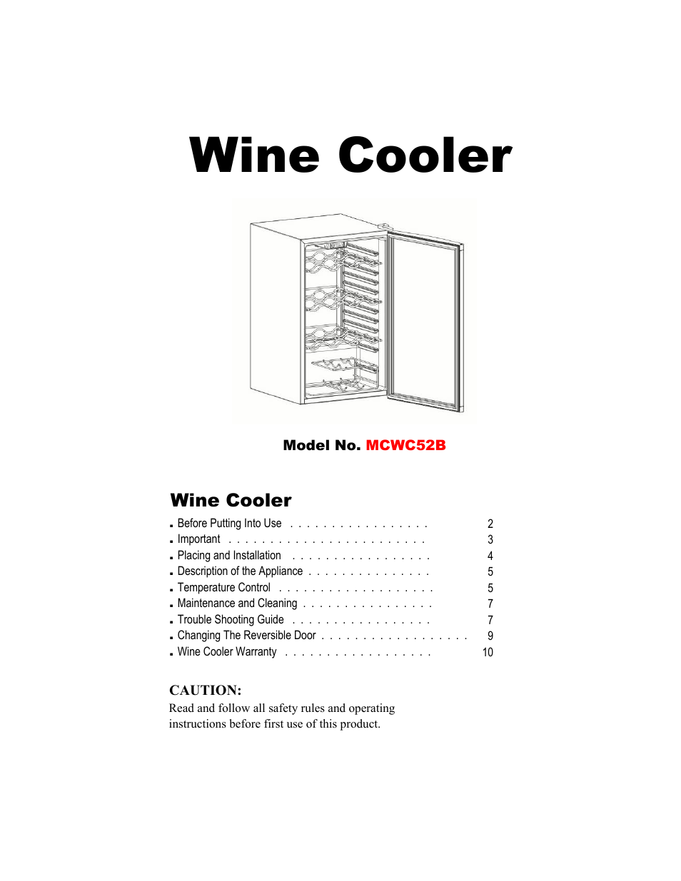 Wine Cooler MCWC52B