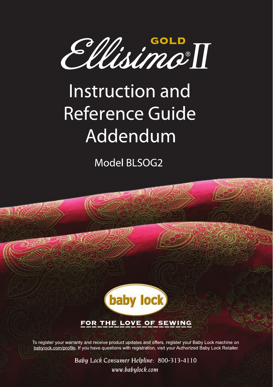 Ellisimo Gold 2 (BLSOG2) Instruction and Reference Guide Addendum