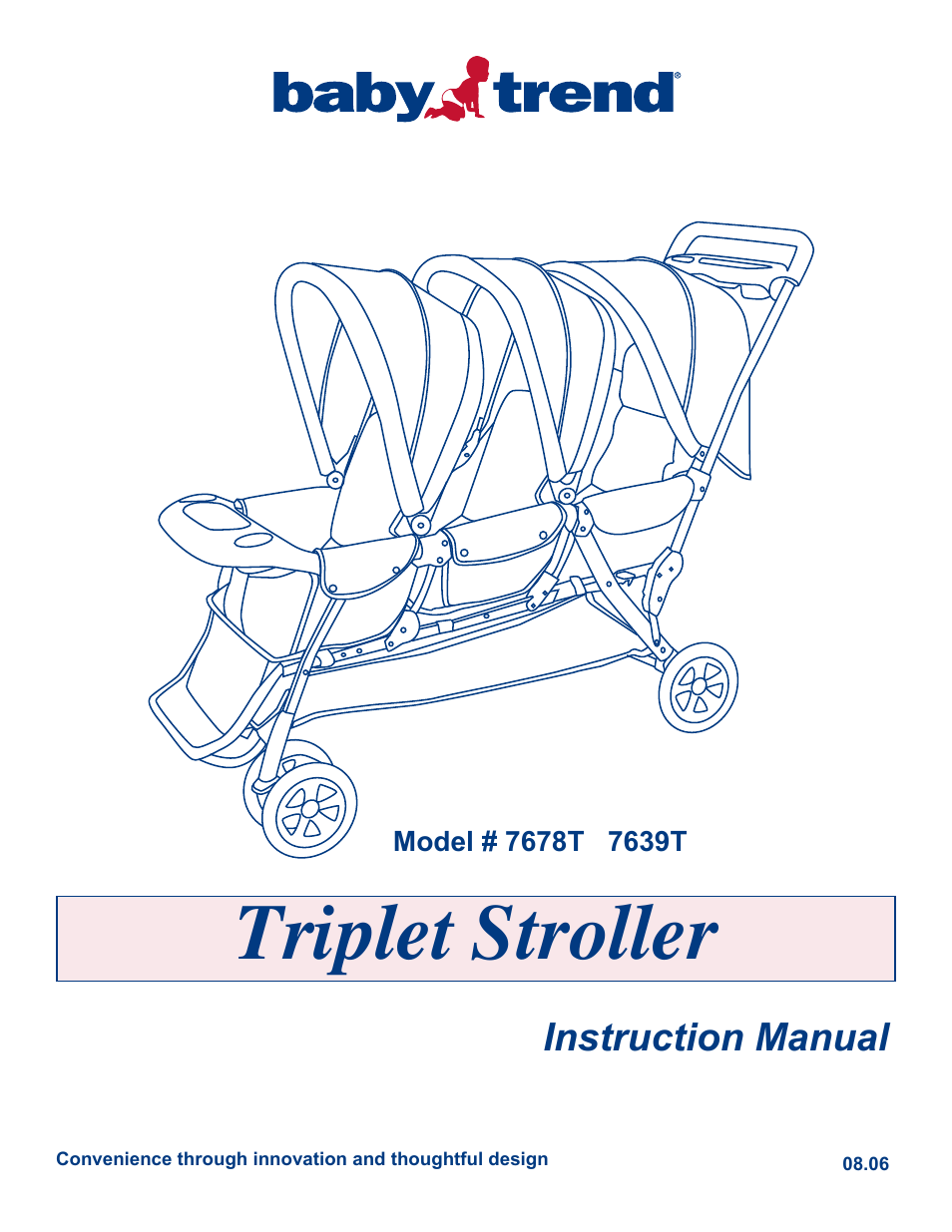 7639T - TRIPLE STROLLER - BLACK & SILVER