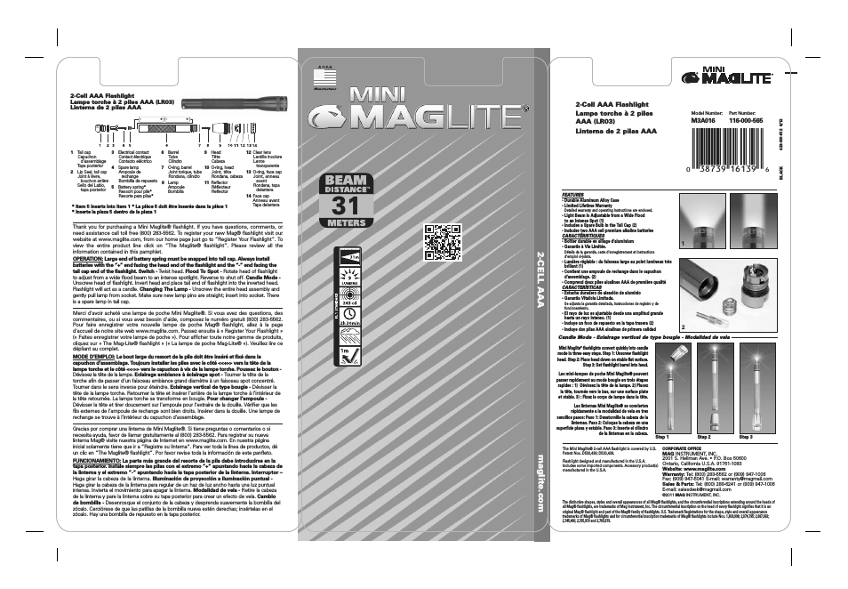 Mini MAGLITE® 2-Cell AAA Flashlight