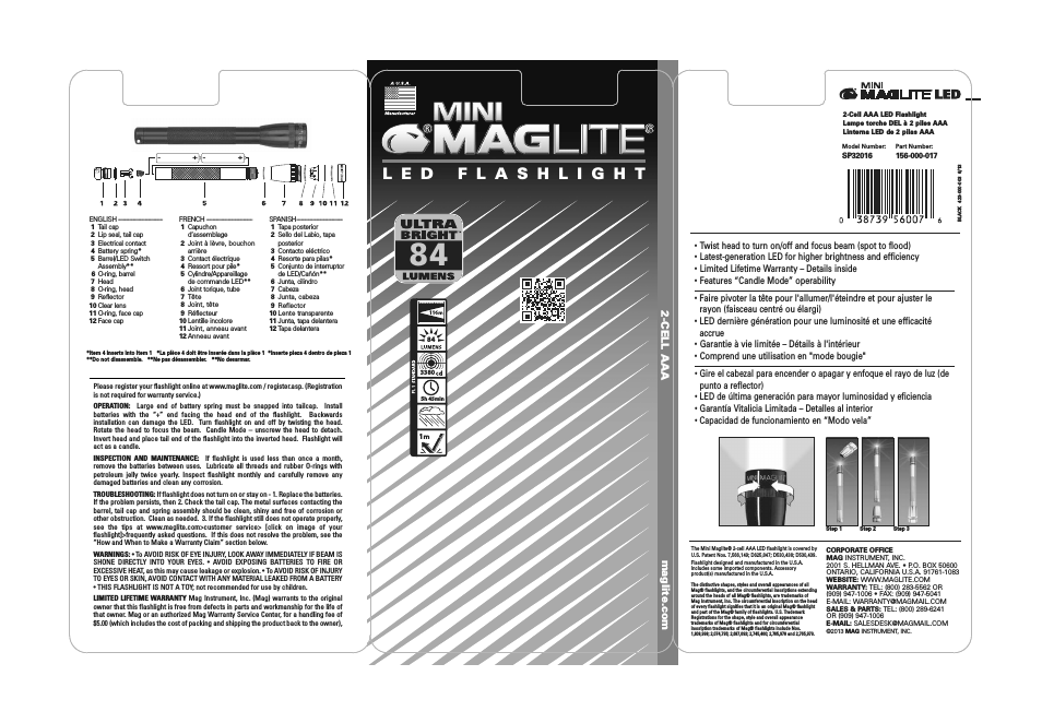 Mini MAGLITE® LED 2-Cell AAA Flashlight