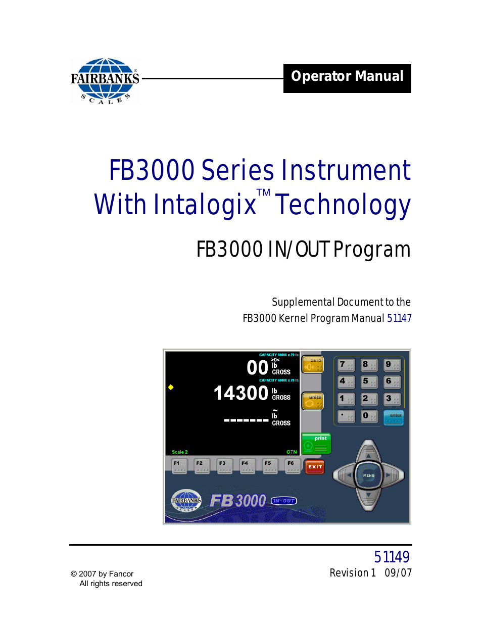 FB3000 Inbound/Outbound  Program Operators Manual