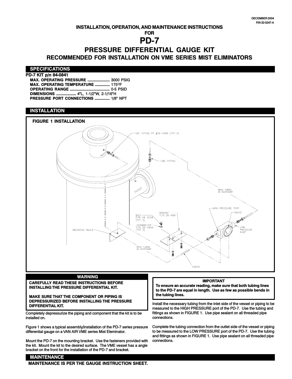 PD-7 Pressure Differential Gauge Kit