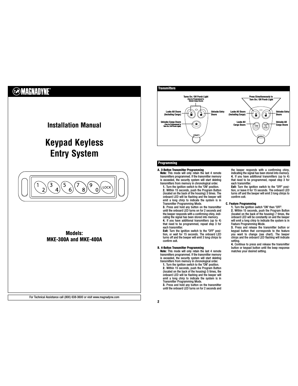 Keypad Keyless Entry System MKE-400A