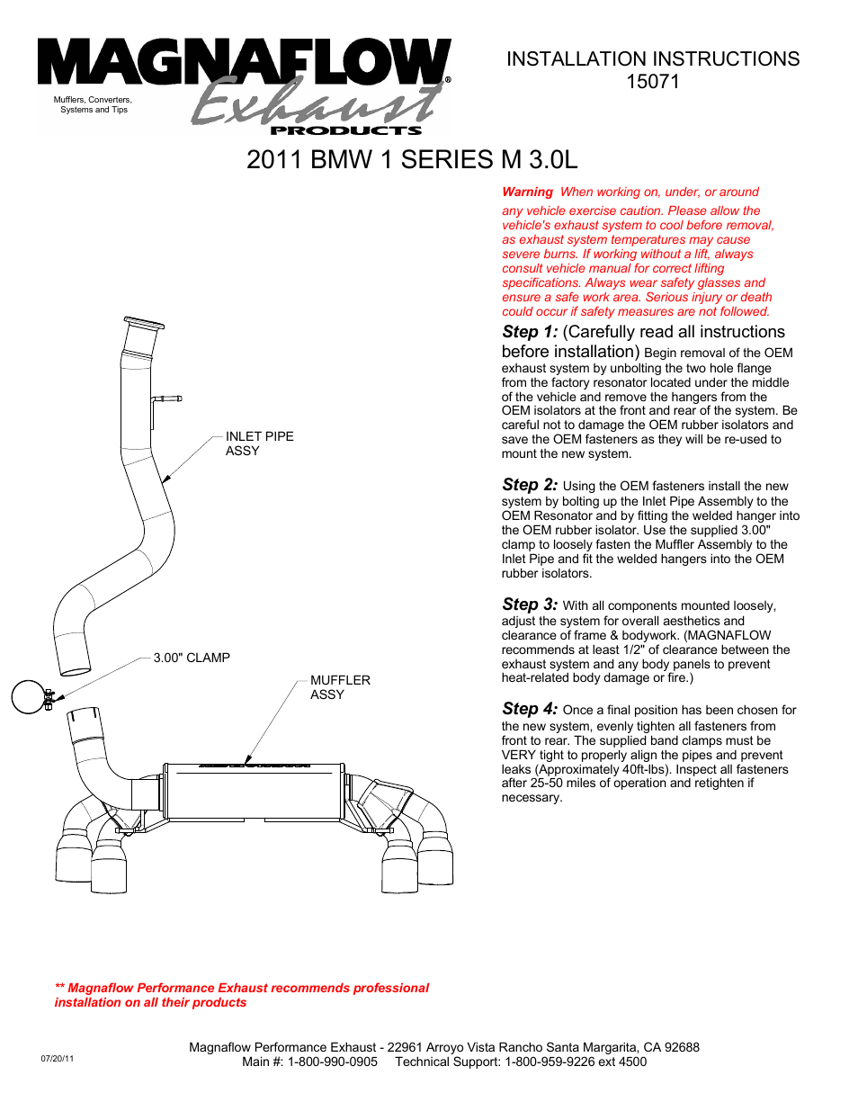 BMW 1 SERIES M Stainless Cat-Back System PERFORMANCE EXHAUST