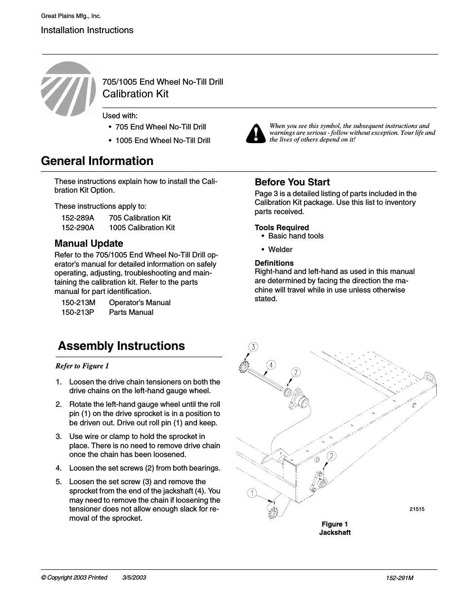 1005 Calibration Kit Assembly Instructions