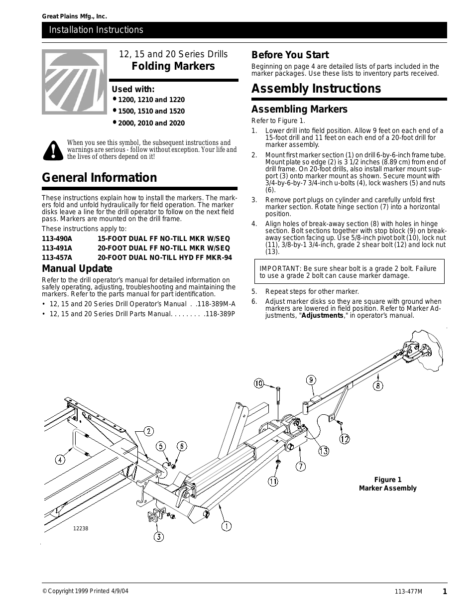 12 Series Drills Assembly Instructions
