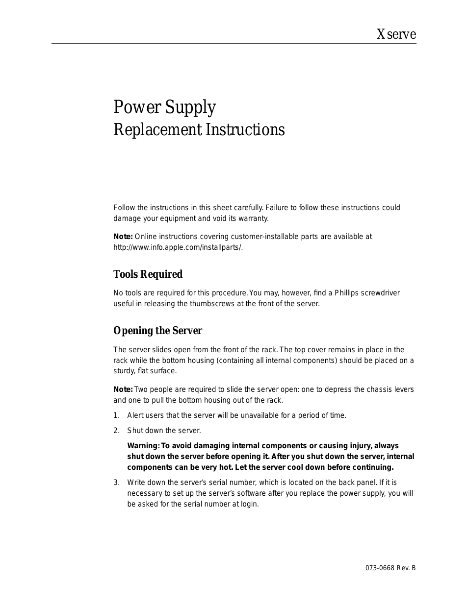 Xserve (Power Supply Replacement)