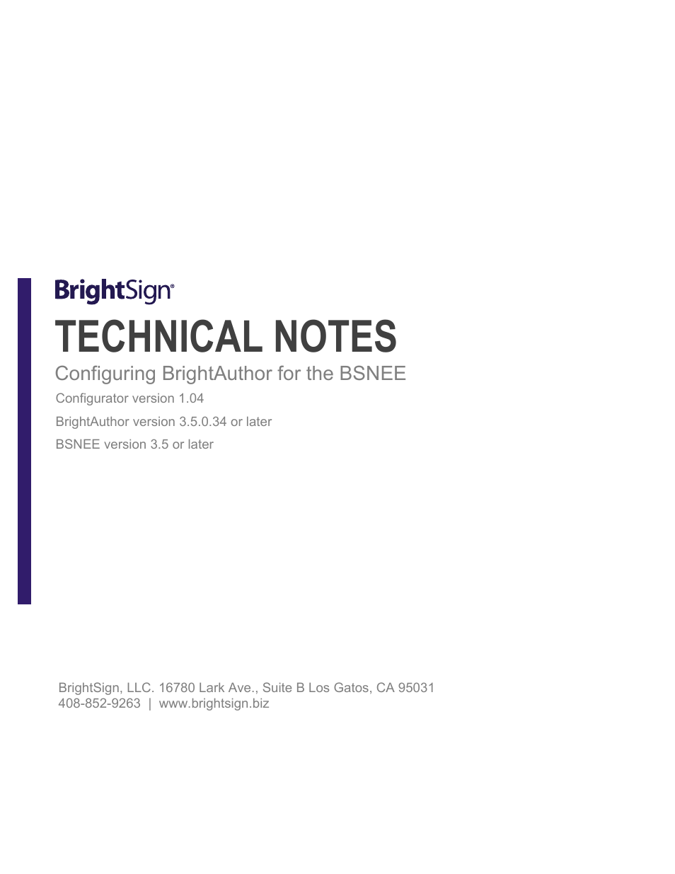 BSNEE Configurator Tech Note v.1.04
