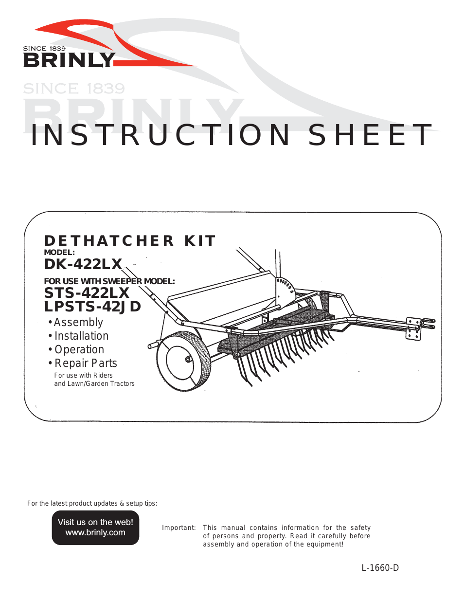DK-422LX Dethatcher Kit for STS-426LXH