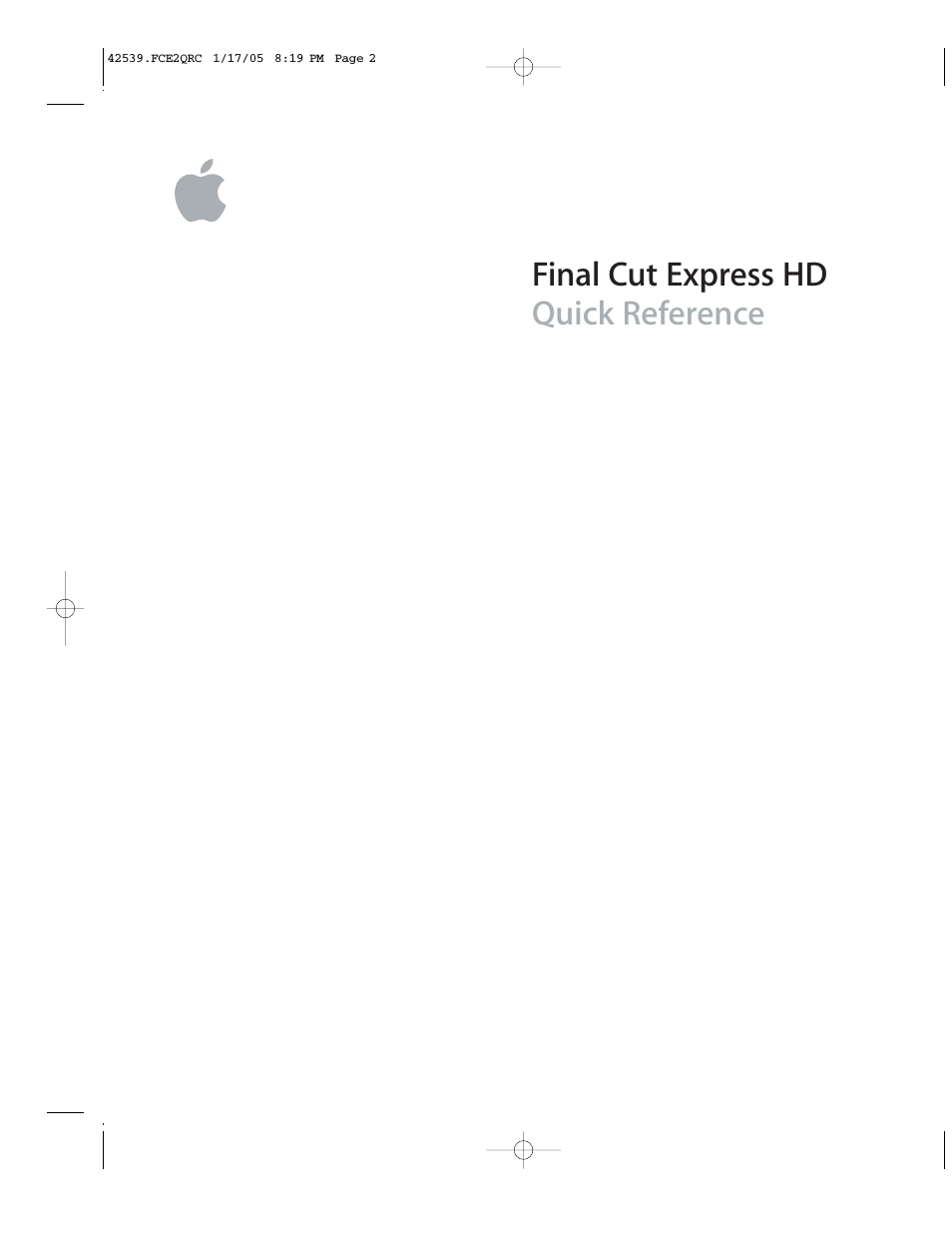 Final Cut Express HD Quick Reference