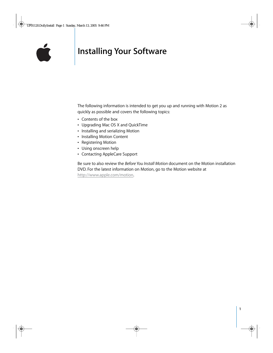 Installing Your Motion 2 Software