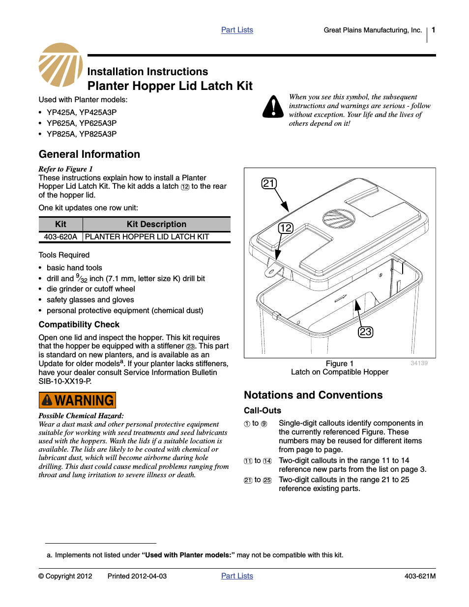 Planter Hopper Lid Latch Kit