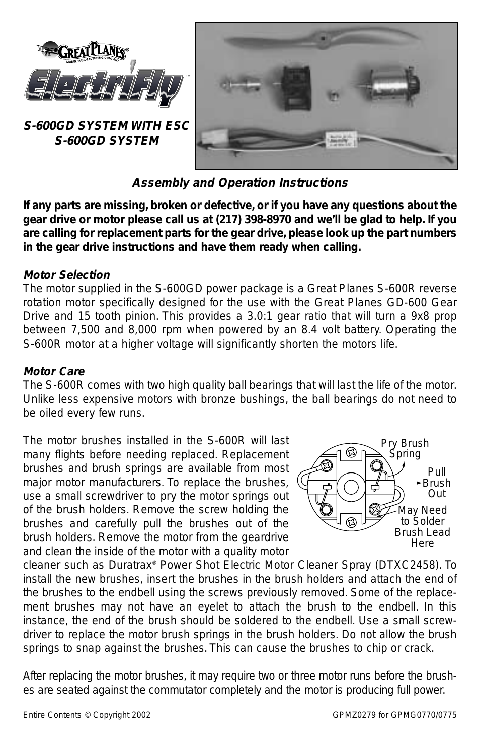 S-600GD ESC System w/Gear Drive - GPMG0775