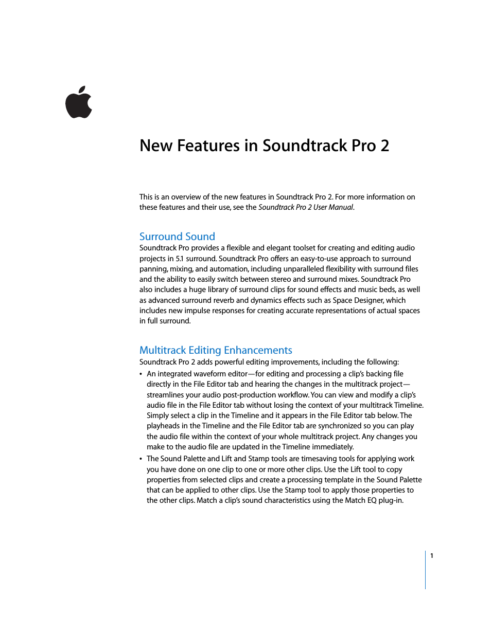 Soundtrack Pro 2 New Features
