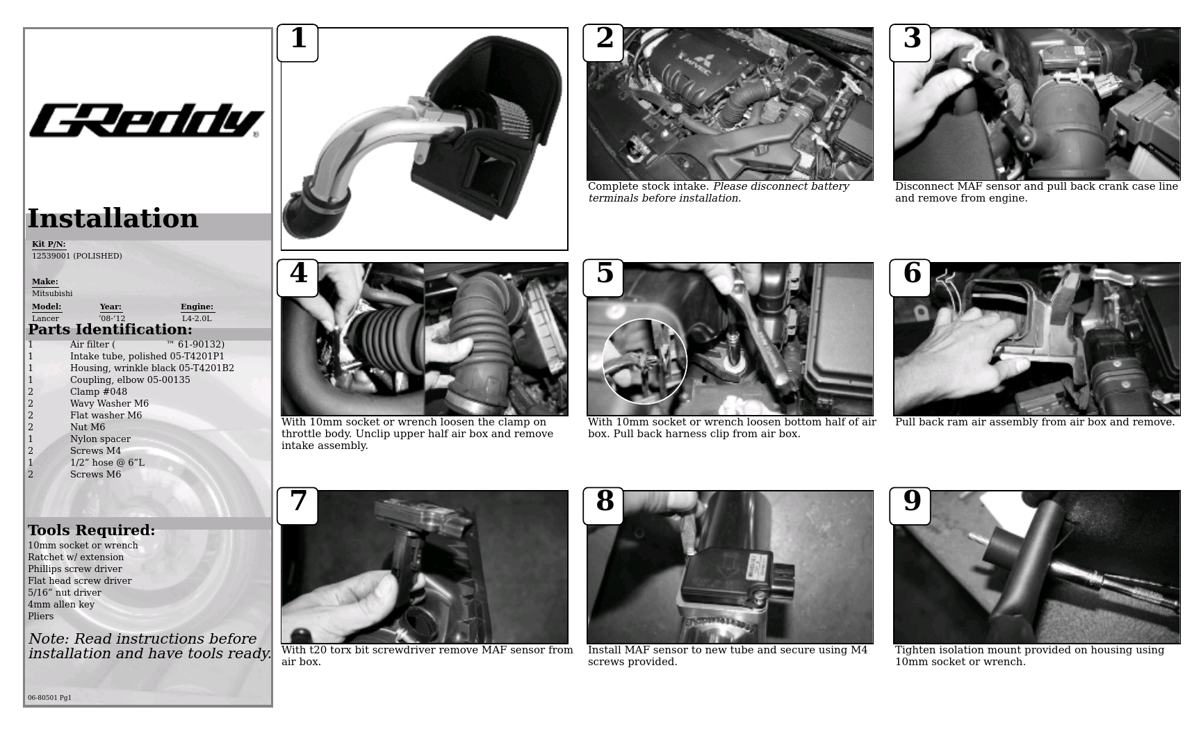 AIR INTAKE SYSTEMS: Mitsubishi Lancer 2008-12
