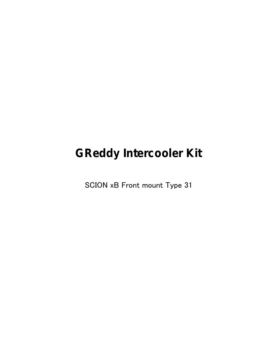 INTERCOOLERS: Scion xB  2003-06 / Type-31V