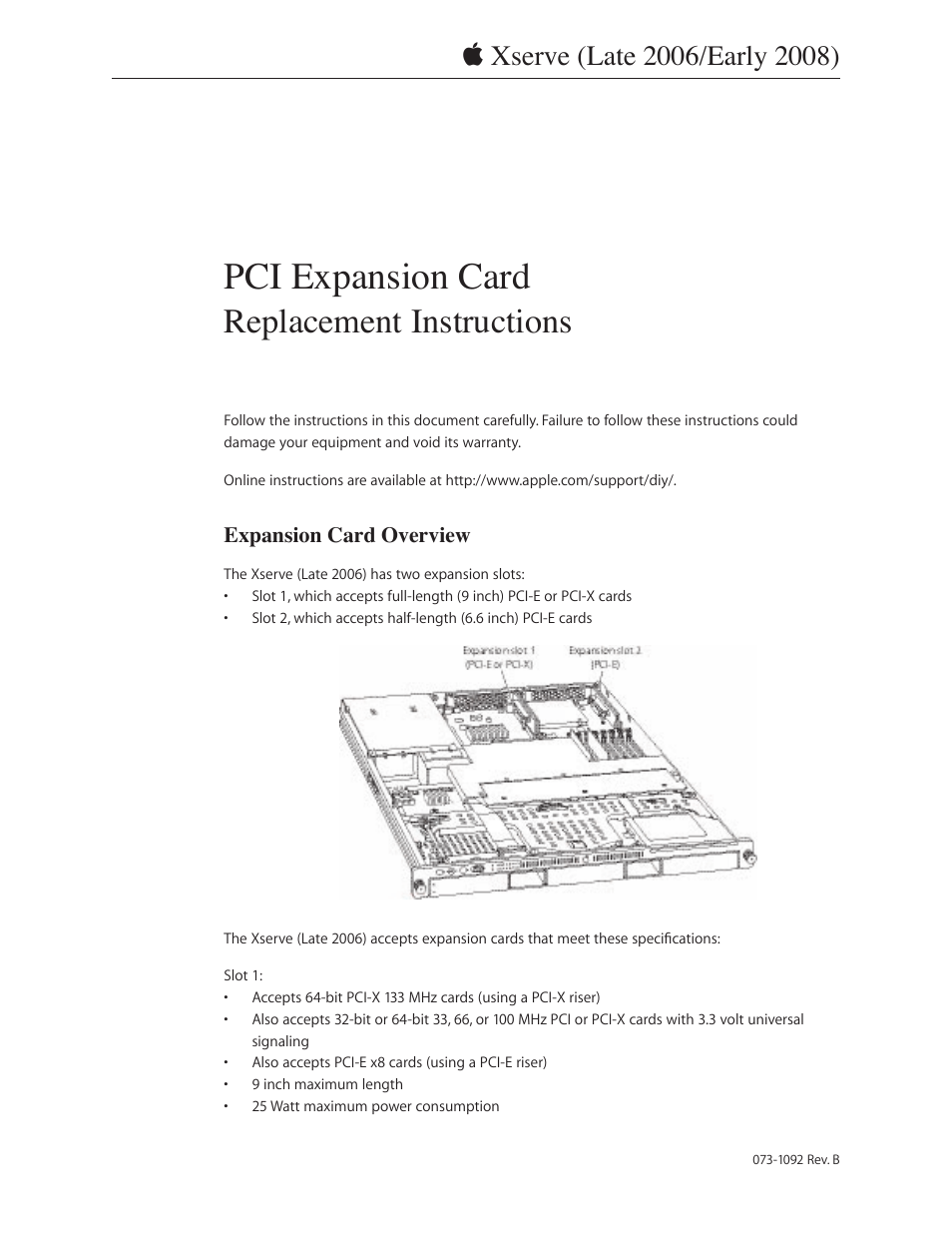 Xserve (Early 2008) DIY Procedure for Expansion Card