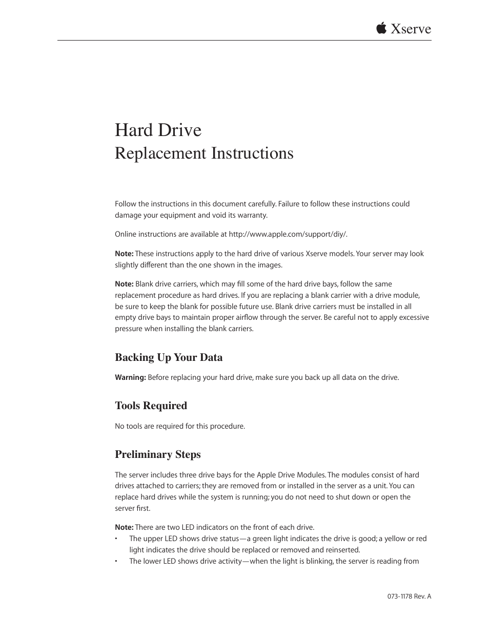 Xserve (Early 2008) DIY Procedure for Hard Drive