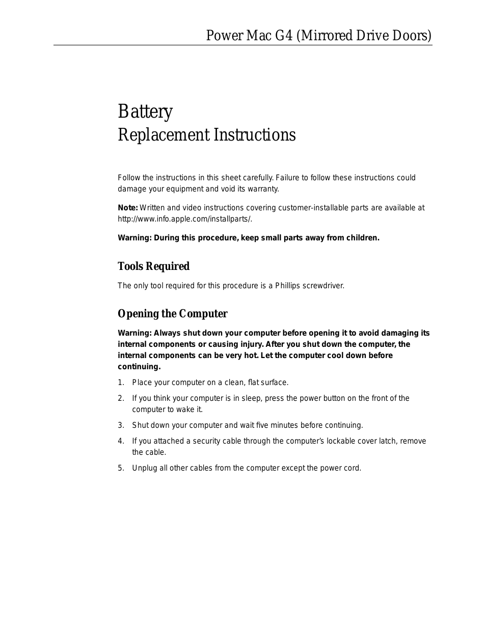 Power Mac G4 (Battery Replacement)