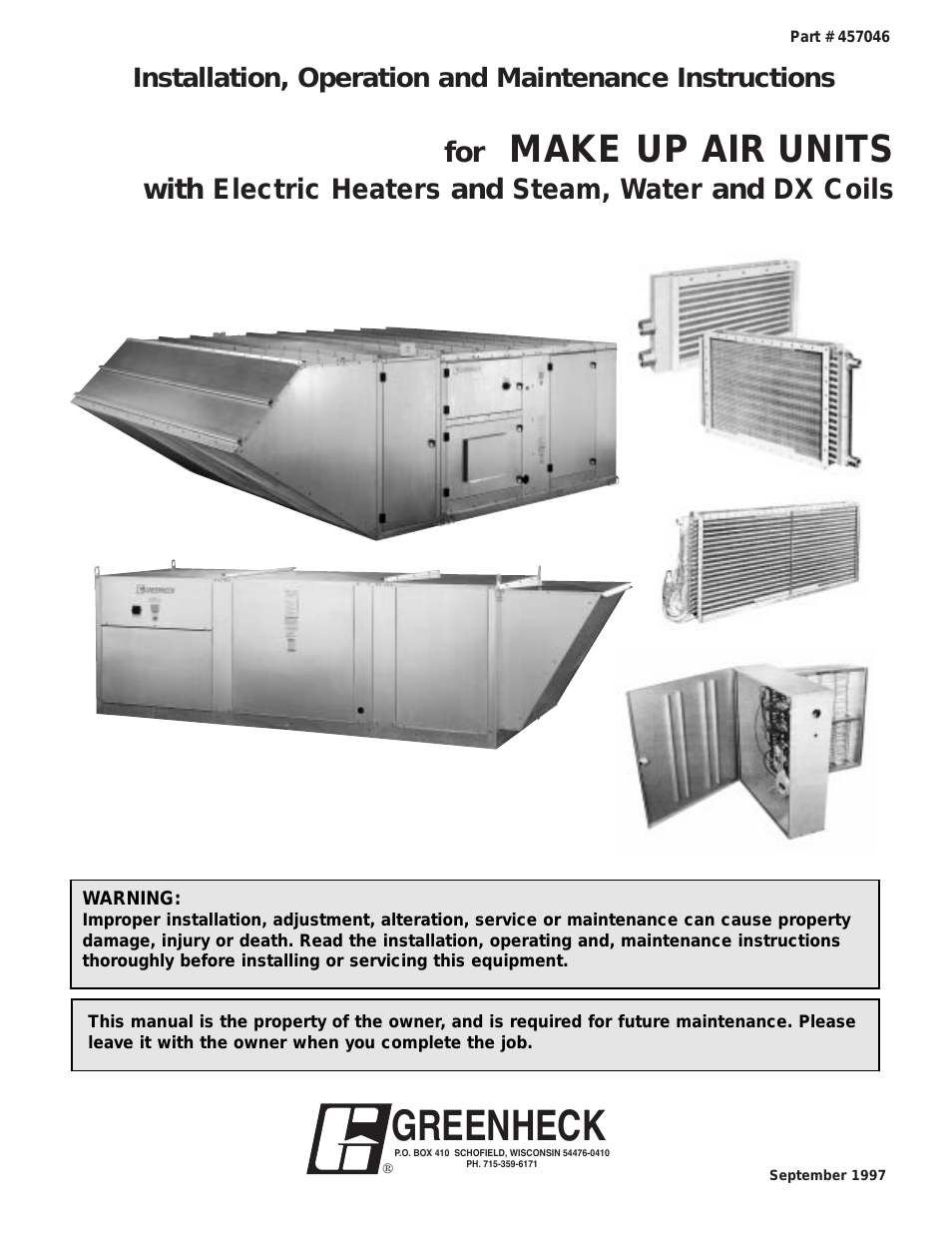 Make-Up Air Electric, Steam, Hot Water, Chlled Water, and DX Coils (457046)