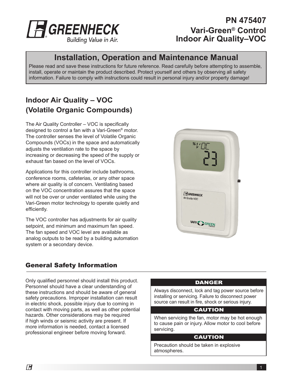Vari-Green Control - Indoor Air Quality - VOC (I475407)