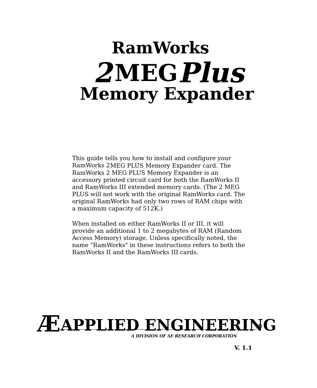 RamWorks 2 MEG Plus Memory Expander