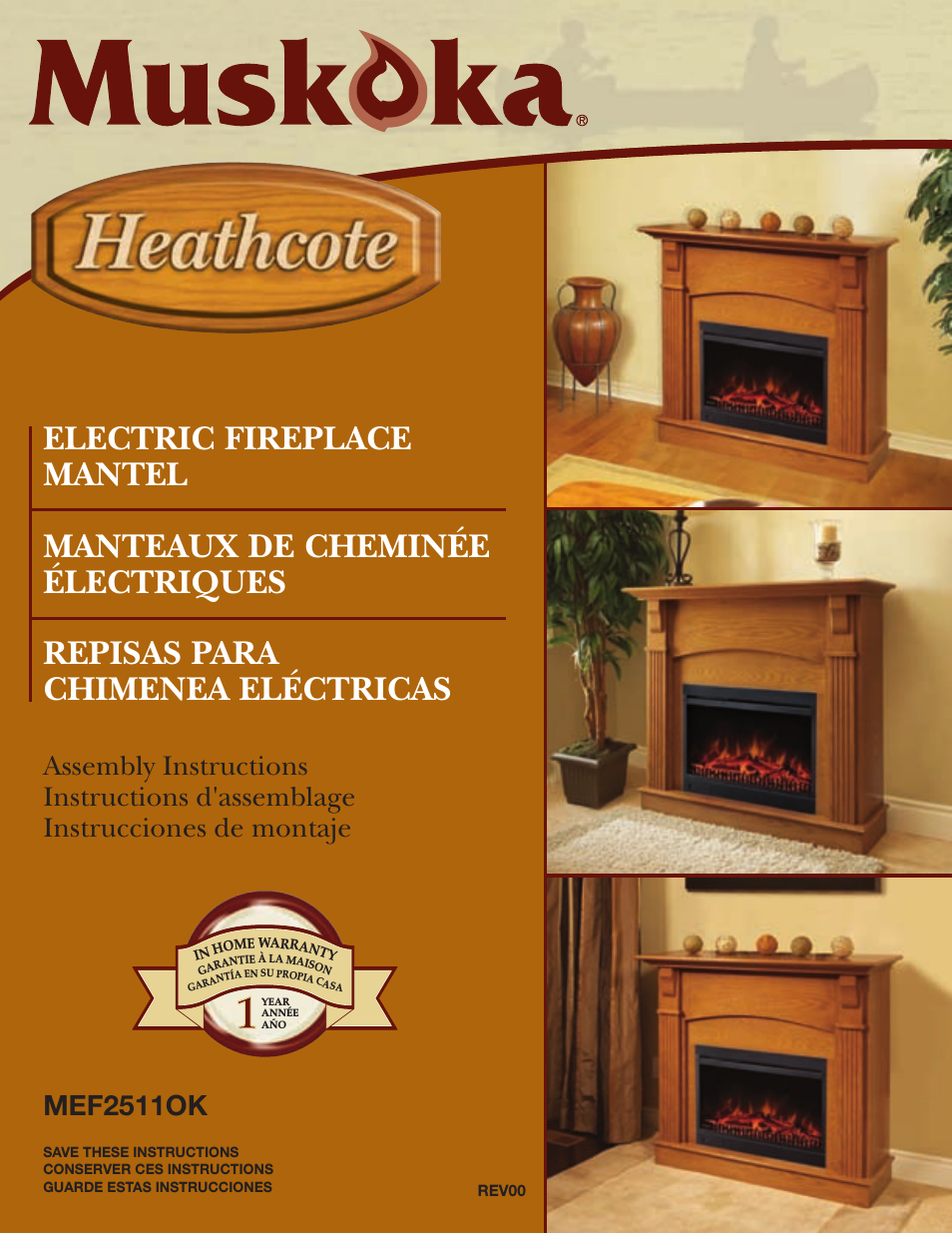 Electric Fireplace Mantel MEF2511OK