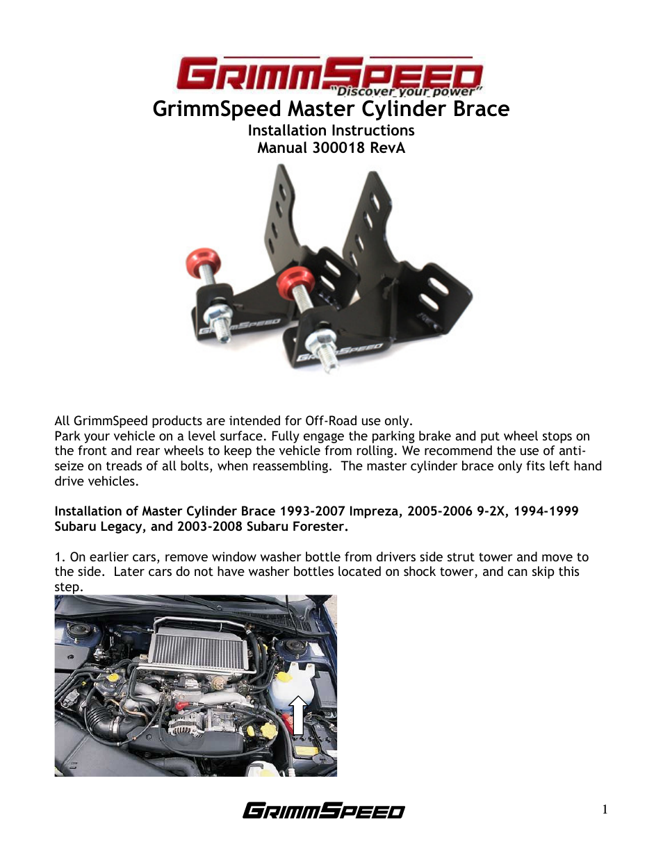 93-07 Impreza/WRX/STi Master Cylinder Brace