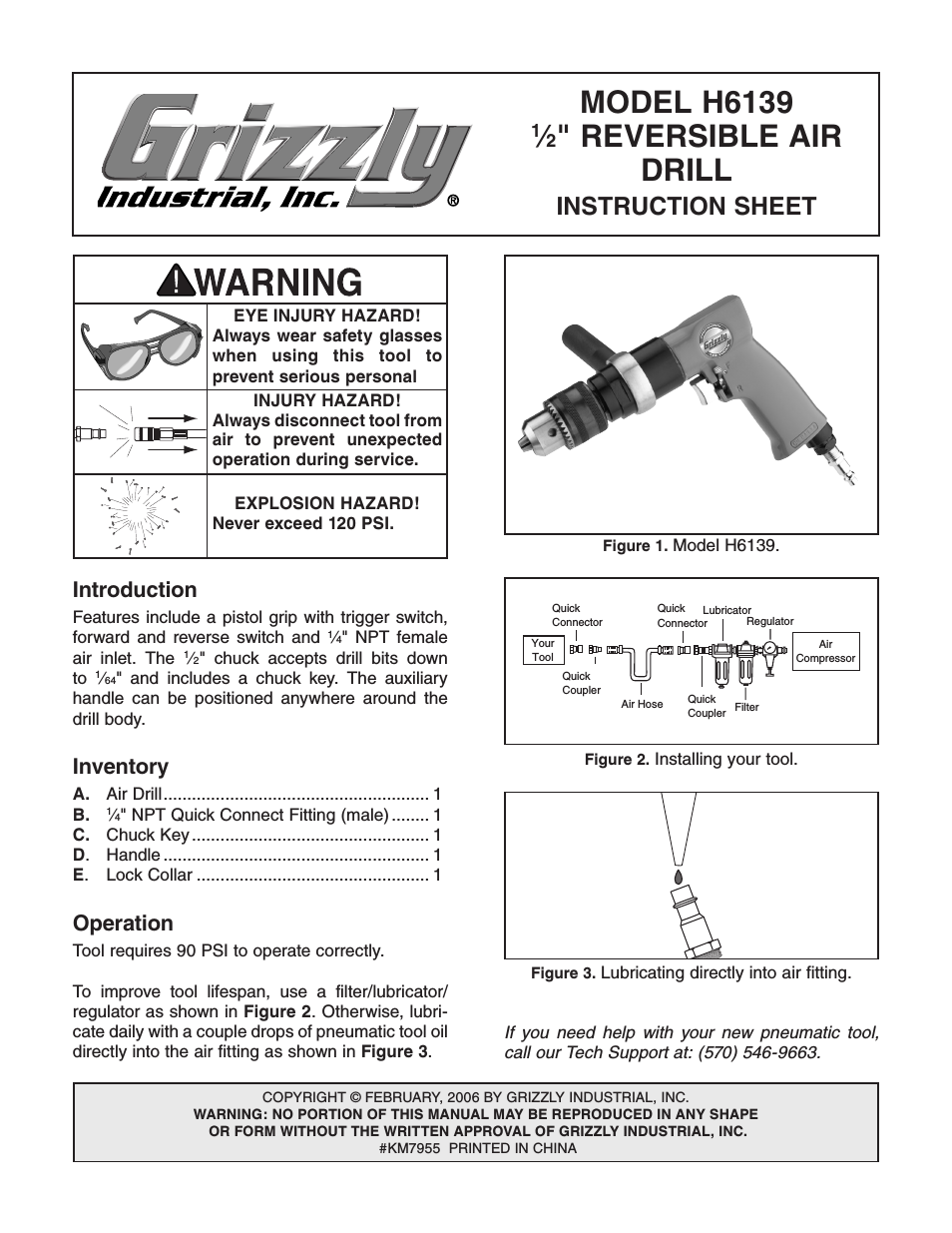 1/2" Reversible Air Drill H6139