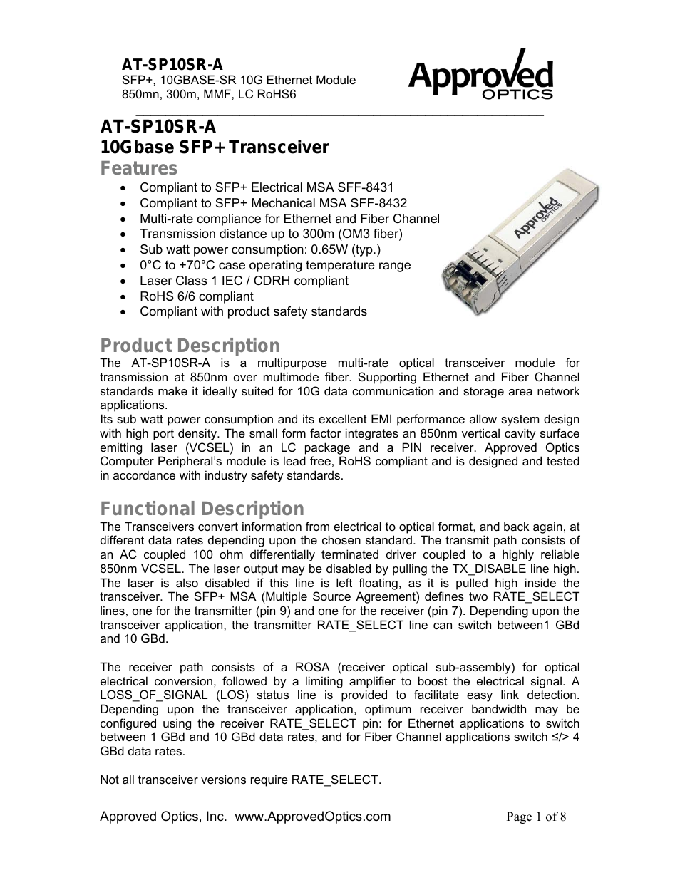 Approved ALLIED TELESIS AT-SP10SR