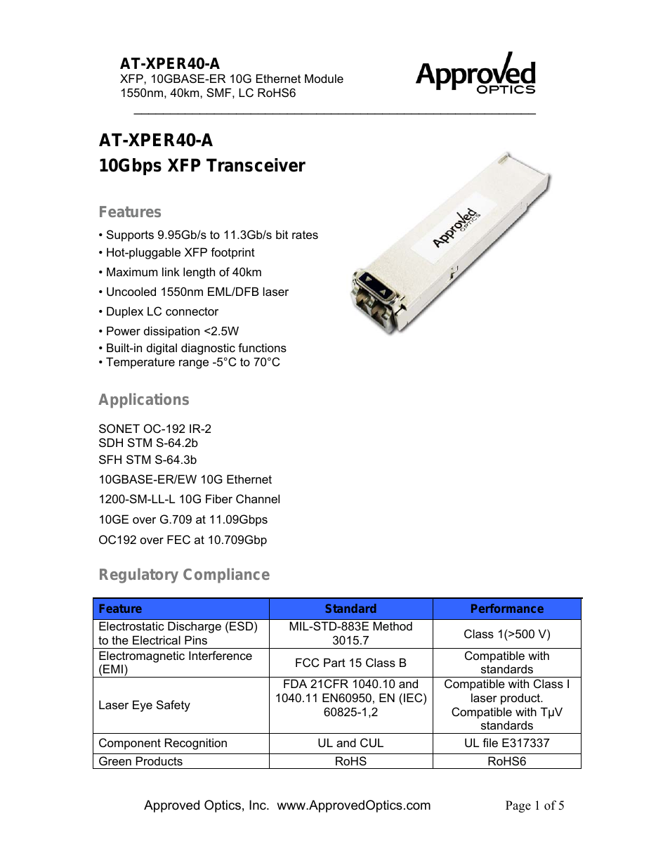 Approved ALLIED TELESIS AT-XPER40