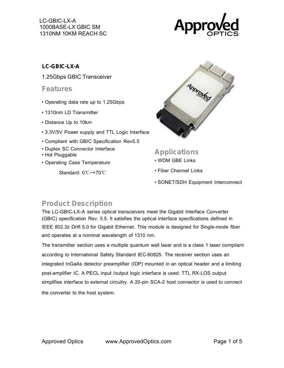 Approved ARUBA LC-GBIC-LX