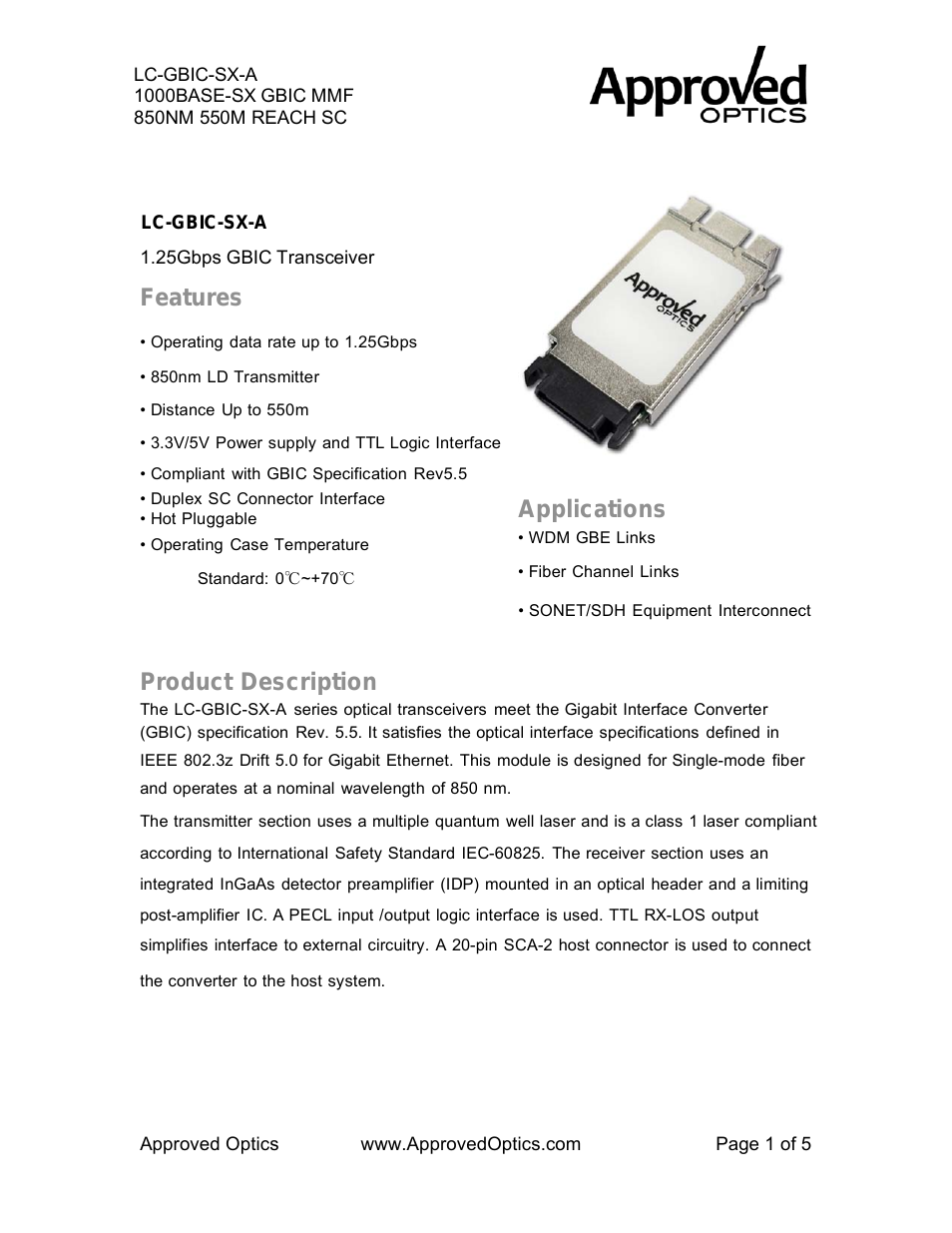 Approved ARUBA LC-GBIC-SX