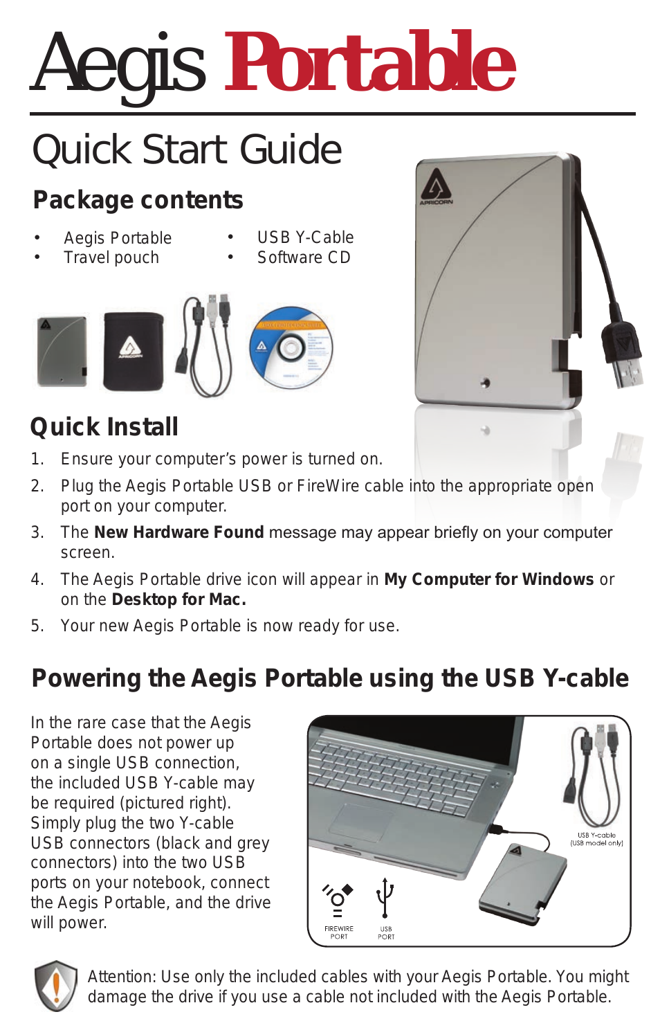 Aegis Portable 2.5" External USB 2.0 Hard Drive